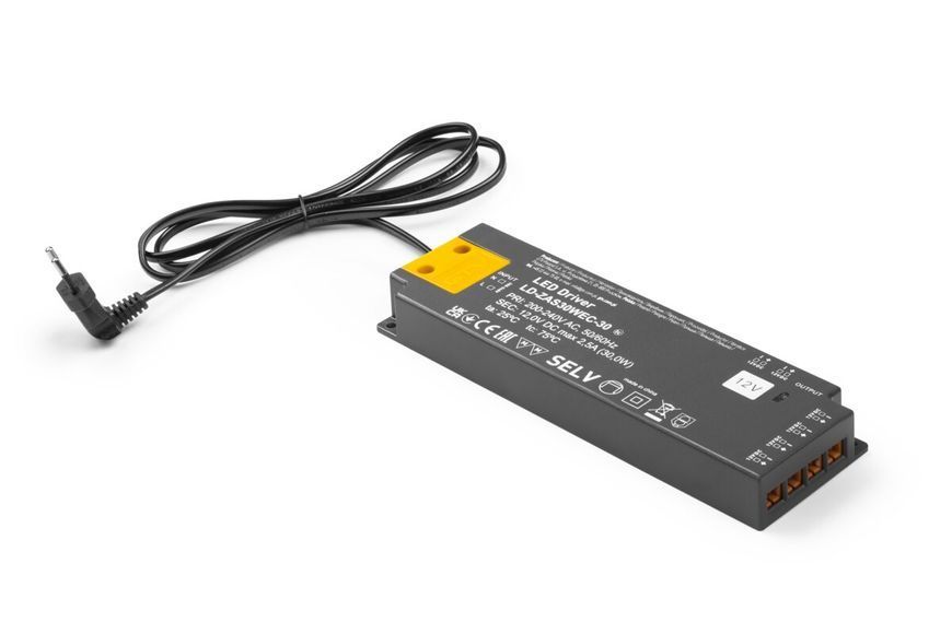 Блок живлення SLIM EASY CLICK 220/12V 30W IP20, з mini amp і проводом 1,5 м LD-ZAS30WEC-30 фото