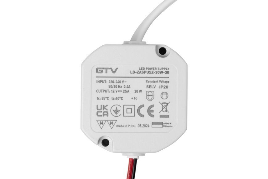 Блок живлення 12 V, 30 W, круглий, в підрозетник LD-ZASPUSZ-30W-30 фото