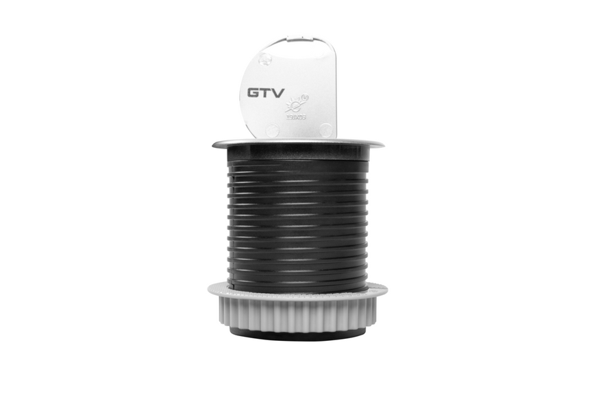 Блок розеток GTV CHARGER MINI 60мм 1 розетка SCHUKO 1xUSB 2,4A провід 1,9м Алюміній AE-BPW1S1UCH-53N фото