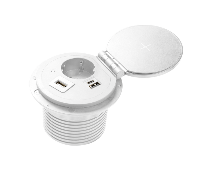 Блок розеток GTV CHARGER PLUS 1 розетка SCHUKO USB A+C WC (змінні USB, RJ45 HDMI) провід 1,5м Білий AE-BPW1SACP-10 фото