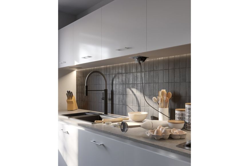 Блок розеток GTV AVARO 1 розетка SCHUKO USB A+C WC 5W провід 1,5м Чорний NEW AE-PB1SAVA-20N фото