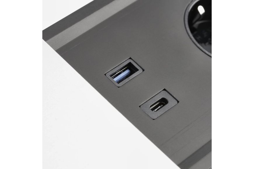 Блок розеток GTV PRESTINO 2 розетки SCHUKO USB А+С QC RJ45, HDMI провід 1,5м Білий AE-PB2SPRES-10 фото