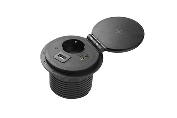 Блок розеток GTV CHARGER PLUS 1 розетка SCHUKO USB A+C WC (змінні USB, RJ45 HDMI) провід 1,5м Чорний AE-BPW1SACP-20 фото
