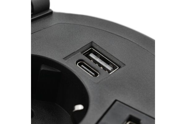 Блок розеток GTV CHARGER PLUS 1 розетка SCHUKO USB A+C WC (змінні USB, RJ45 HDMI) провід 1,5м Чорний AE-BPW1SACP-20 фото
