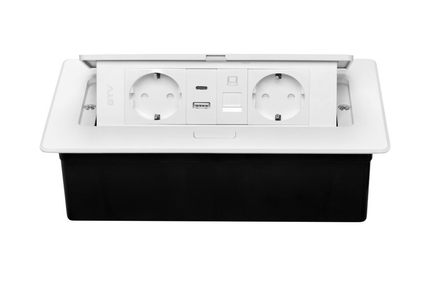 Блок розеток GTV MULTISOFT 2 розетки SCHUKO USB А+С + RJ45 провід 1,5м з вилкою Білий AE-PBSUR2GS-10 фото