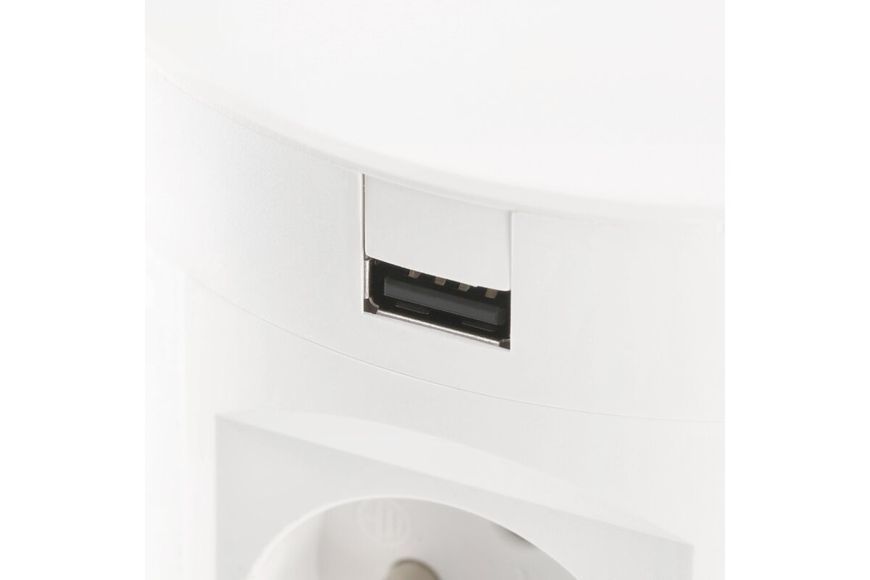 Блок розеток GTV COMFORT PLUS 120мм 4 розетки SCHUKO 2xUSB 2,4A 2xRJ45 WC 5W провід 1,5м Білий AE-BPW4S120P-10 фото