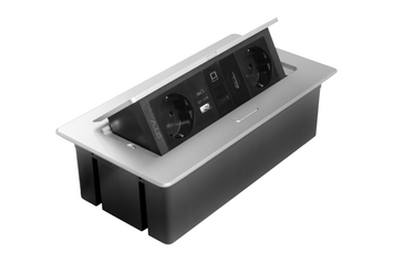 Блок розеток GTV MULTISOFT 2 розетки SCHUKO USB А+С + HDMI провід 1,5м з вилкою Алюміній AE-PBSURH2GS-53 фото