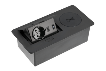 Блок розеток GTV AVARO PLUS 1 розетка SCHUKO USB A+C WC 5W провід 1,5м Чорний AE-PB1SAVAP-20 фото