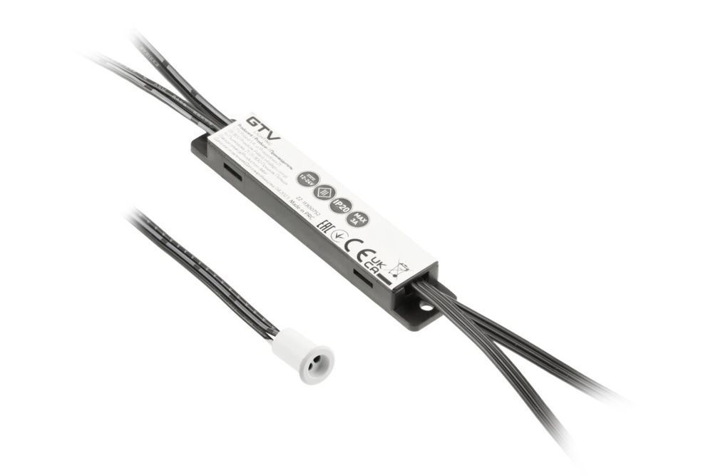 Безконтактний вимикач GTV MIKRO IR 12V/36W, 1 сенсор, кабелі 2m i 1,2m, білий AE-WBE1-10 фото