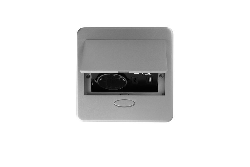 Блок розеток GTV AVARO 1 розетка SCHUKO USB A+C WC 5W провід 1,5м Алюміній NEW AE-PB1SAVA-53N фото