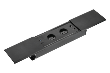 Блок розеток GTV PRESTINO 2 розетки SCHUKO USB А+С QC RJ45, HDMI провід 1,5м Чорний AE-PB2SPRES-20 фото