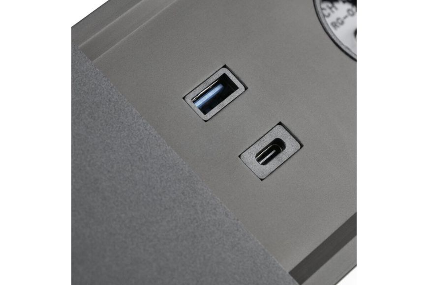 Блок розеток GTV PRESTINO 2 розетки SCHUKO USB А+С QC RJ45, HDMI провід 1,5м Чорний AE-PB2SPRES-20 фото
