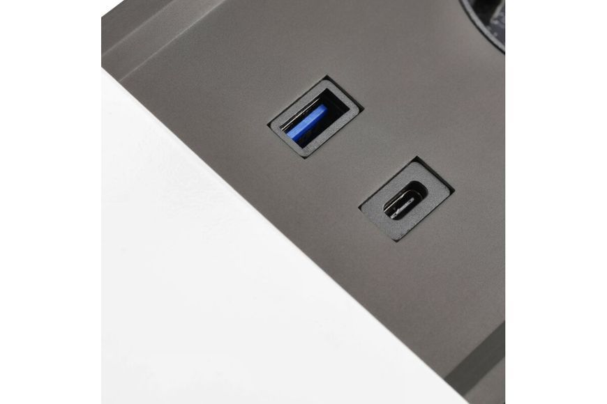 Блок розеток GTV PRESTINO 2 розетки SCHUKO USB А+С QC RJ45, HDMI провід 1,5м Алюміній AE-PB2SPRES-53 фото