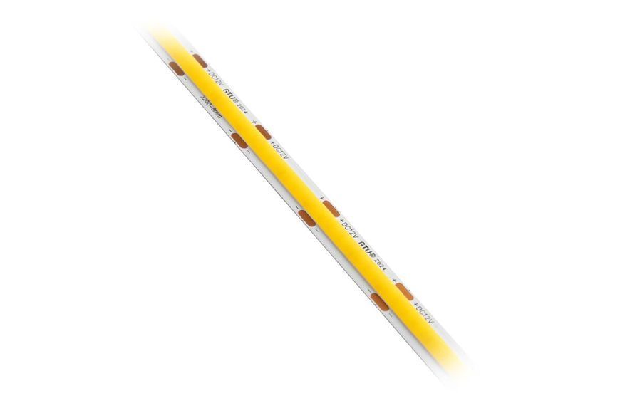 Стрічка світлодіодна GTV COB 480LED/m, 8mm, 10W/m, бухта 50м, нейтральний білий, 2x1м кабель міні AMP LD-COB12V-20-NEPQN-50 фото