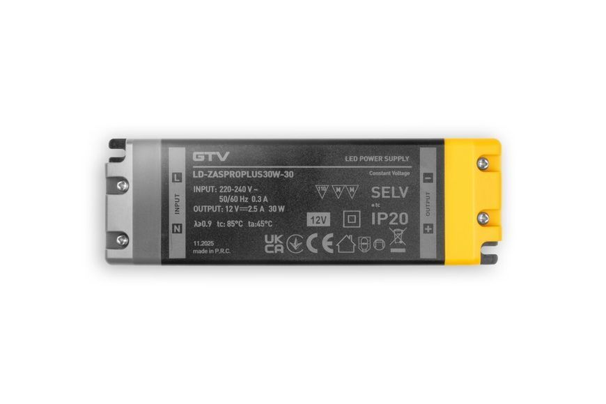 Блок живлення LED PRO+ 12V, 30 W, input 220-240 V, IP20, розмір 120х42х20 мм LD-ZASPROPLUS30W-30 фото