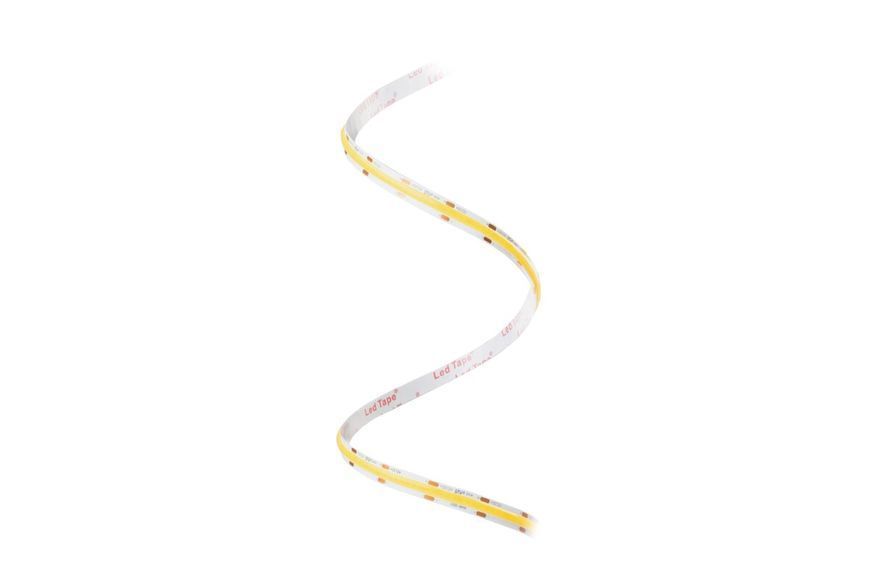 Стрічка світлодіодна GTV COB 480LED/m, 8mm, 10W/m, бухта 50м, нейтральний білий, 2x1м кабель міні AMP LD-COB12V-20-NEPQN-50 фото