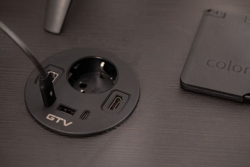Блок розеток GTV Rondo, 1 x SCHUKO, 1xUSB (A+2xUSB C), RJ45, 1 x HDMI, кабель 1,5m, чорний AE-GMRON1S3URH-20 фото