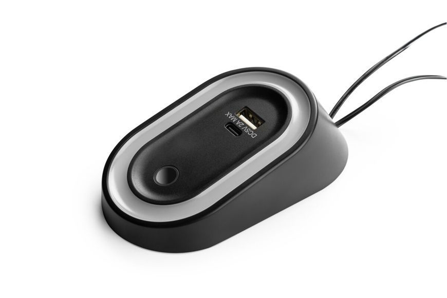 Світильник LED ELIPSO з безпровідним датчиком, USB A+C, DC12V, 2.5W, 80lm, 4000K, PC, з регулюванням яскравості, чорний LD-ELINW1SDU-20 фото
