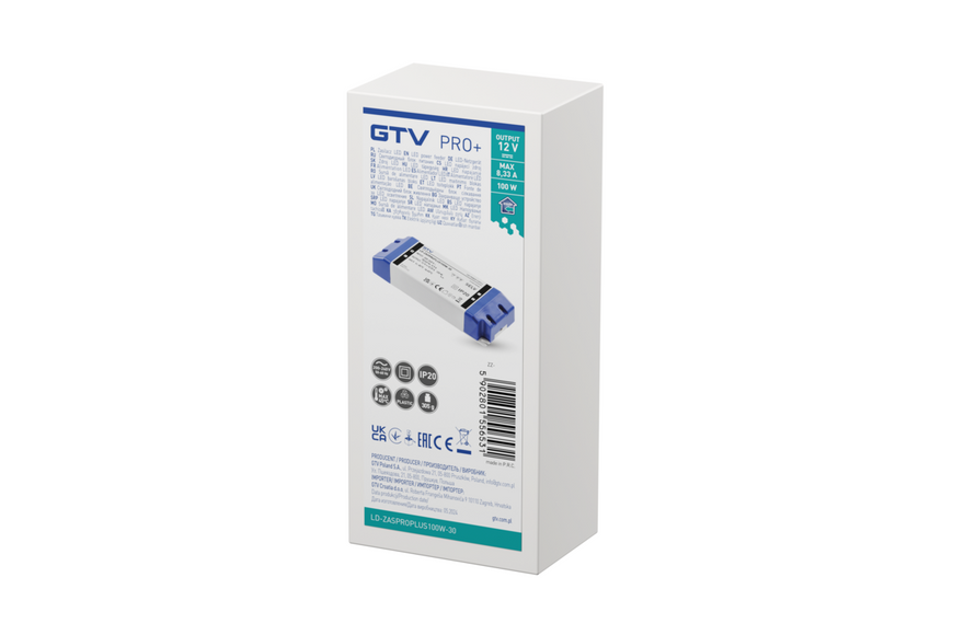Блок живлення LED PRO+ 12V, 100W, input 220-240VAC, IP20, розм.180x66x32 mm LD-ZASPROPLUS100W-30 фото