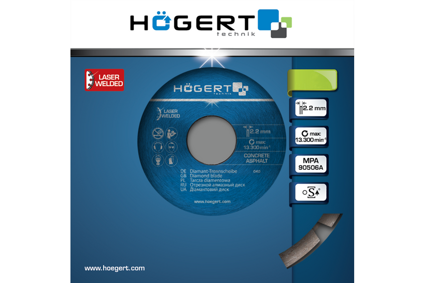Диск алмазний HOGERT 125 мм товщина 2,2 мм для різки газобетону (Розпродаж) HT6D742 фото