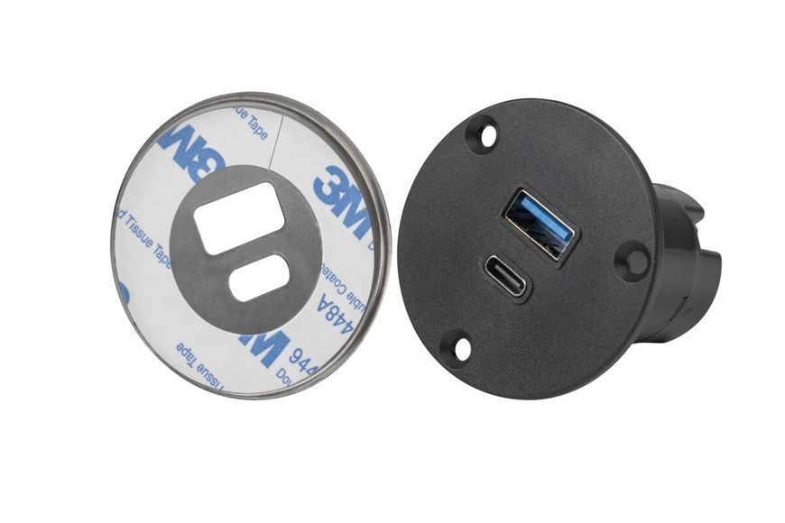 Зарядний пристрій вбудований SLOT - USB A+C 38 Вт з блоком живлення 9 В 2.4 А, чорний AE-ZLADUSFC-20 фото