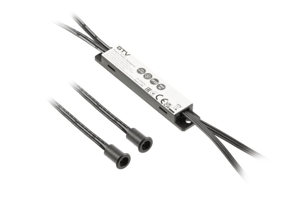 Безконтактний вимикач GTV MIKRO IR 12V/36W, 2 сенсори, кабелі 2m i 1,2m, чорний AE-WBE2-20 фото