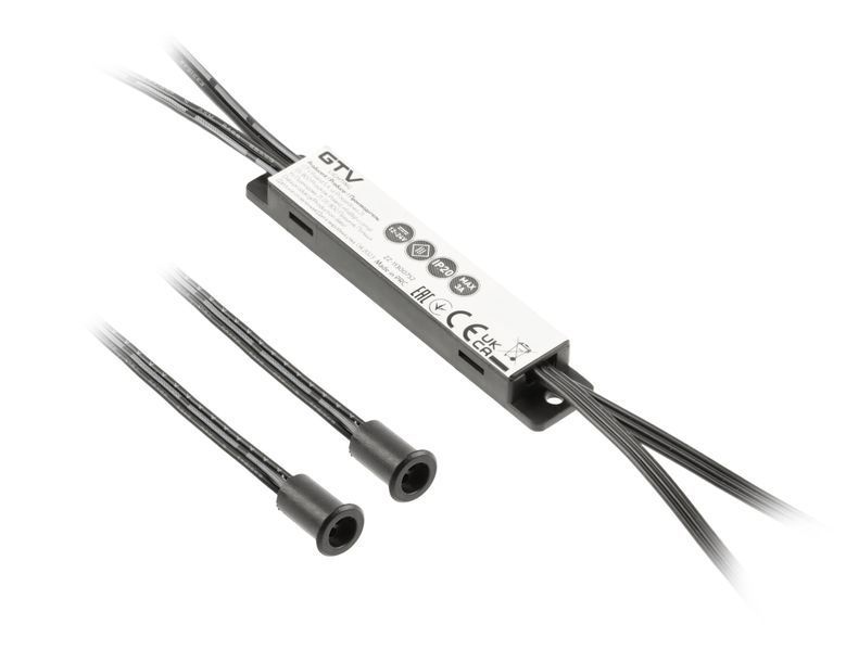 Безконтактний вимикач GTV MIKRO IR 12V/36W, 2 сенсори, кабелі 2m i 1,2m, чорний AE-WBE2-20 фото