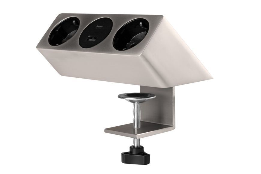 Блок розеток GTV Sofito, 2 x SCHUKO, USB A+C, кабель 1,5m, сталь AE-GMSOF2S2U-51 фото