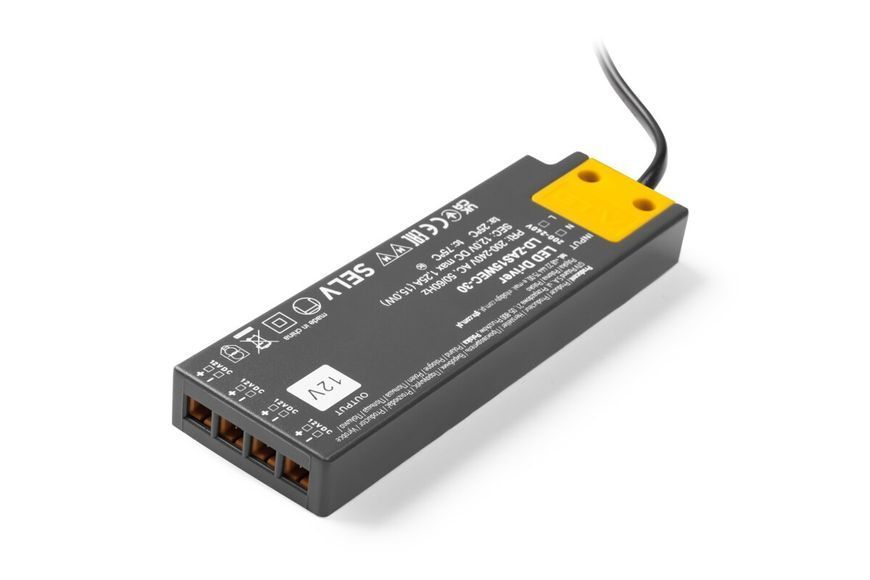 Трансформатор GTV SLIM EASY CLICK 12V 15W з проводом і miniAMP LD-ZAS15WEC-30 фото