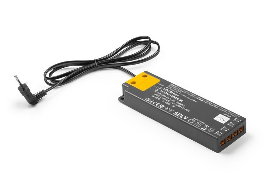 Трансформатор GTV SLIM EASY CLICK 12V 15W з проводом і miniAMP LD-ZAS15WEC-30 фото