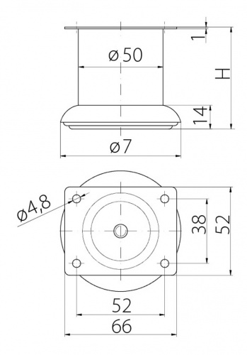 Ніжка GTV B-140 H-60 хром (NM-B-140-060)_02