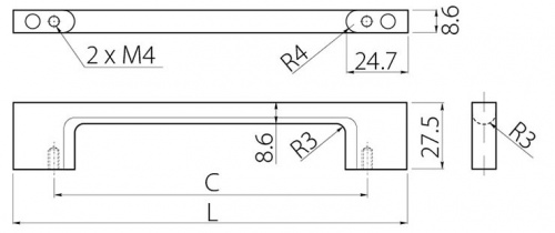 Ручка GTV UZ-819 128 мм, хром (UZ-819128-01)_01