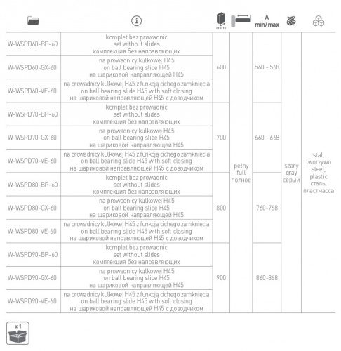 Вішак для штанів GTV SMART 800 мм (без направляючих) Білий (W-WSPD80-BP-10)_01