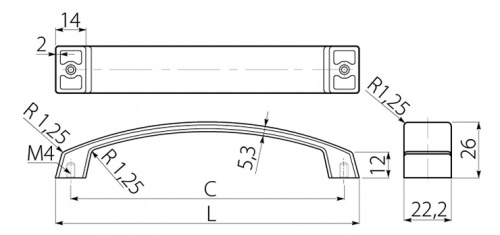 Ручка GTV UZ-G1 128 мм, хром (UZ-G1-128-01)_01