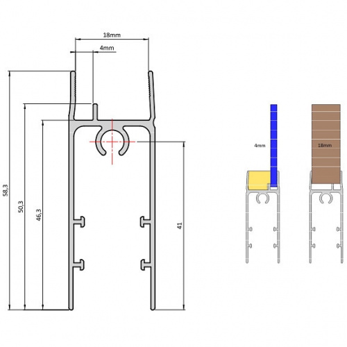 Рамка нижня NOVO PRO 18/4 мм, L=3 m (A-LD18-300-05)_02