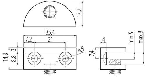 Полицетримач GTV для скляних полиць J63 шліфована сталь (MC-J63-06)_02