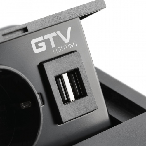 Подовжувач GTV AVARO 1 розетка SCHUKO 2xUSB провід 1,5м Чорний