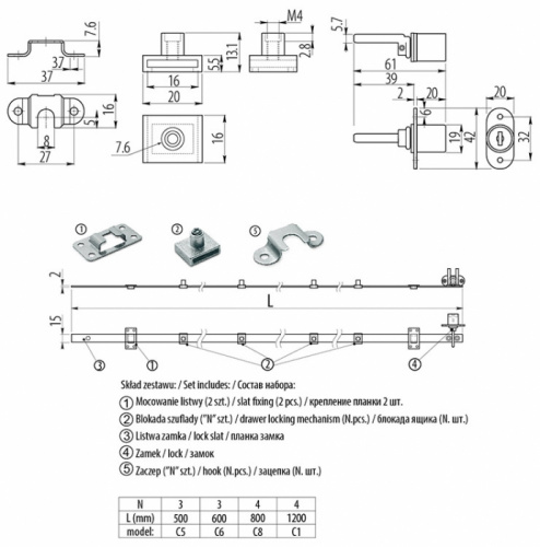 Замок GTV центральний - 288х500 хром (ZZ-C5-288-01)_02