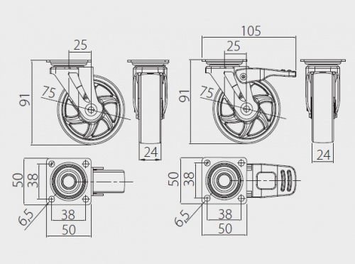 Меблевий ролик SHIFT d75 прозорий (KM-B075MM-00)_02