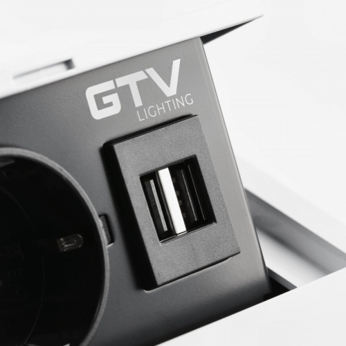 Подовжувач GTV AVARO 1 розетка SCHUKO 2xUSB провід 1,5м Білий